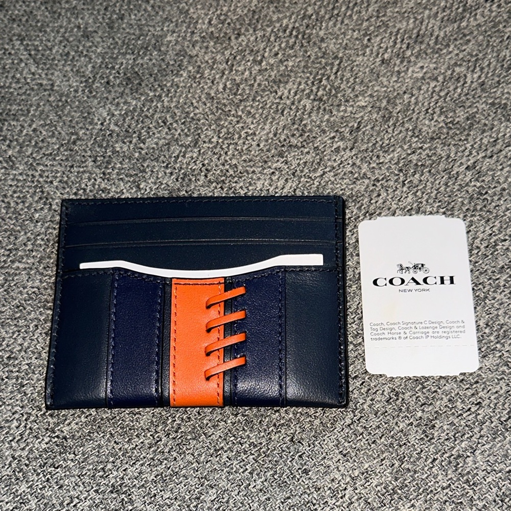 Coach Dark Blue and Bright Orange Card Holder